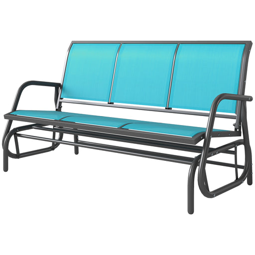 Outsunny - 3-Seat Outdoor Glider Chair, Patio Rocking Chair, Steel Frame, Sling Fabric Seat for Garden, Backyard, Lawn, Blue