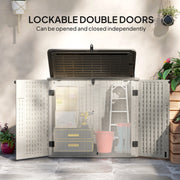 185 Gallon Outdoor Storage Cabinet with Openable Top and Lockable Doors for Lawnmower, Trash Can, Patio Accessories