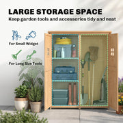 4x1.5ft Wooden Garden Storage Shed, Outdoor Tool Cabinet Organizer with Windows and Double Door, Nature Wood