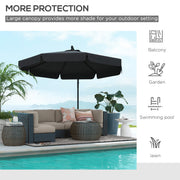 11 FT Cantilever Patio Umbrella Offset Parasol with Cross Base and 8 Ribs for Garden, Black