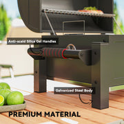 Outsunny - Tabletop Charcoal Smoker, Portable BBQ with Ash Catcher and Thermometer for Backyard, Camping, Picnic, Black