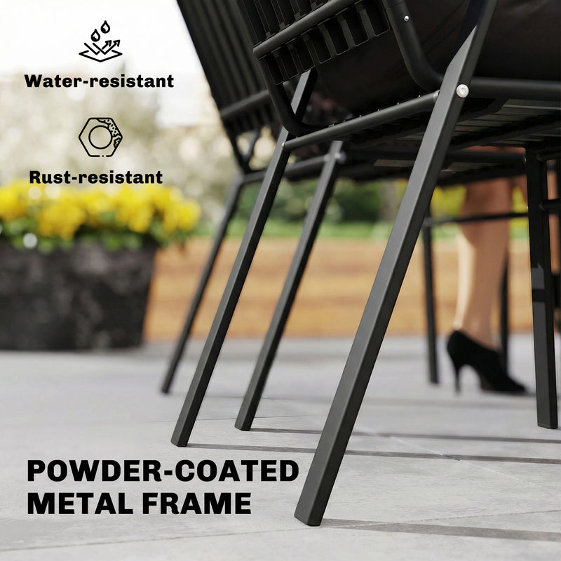 Outsunny - Stackable Outdoor Dining Chairs Set of 2, for Patio, Balcony, Deck, Garden, Black