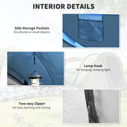 Outsunny - 4 Person Camping Tent, Easy Pop Up Tent with Doors, Windows and Carry Bag, Automatic Setup Tent for Hiking, Blue