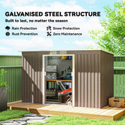 9' x 4' Garden Metal Storage Shed Outdoor Equipment Tool Box with Foundation Kit, Ventilation & Doors, Light Grey