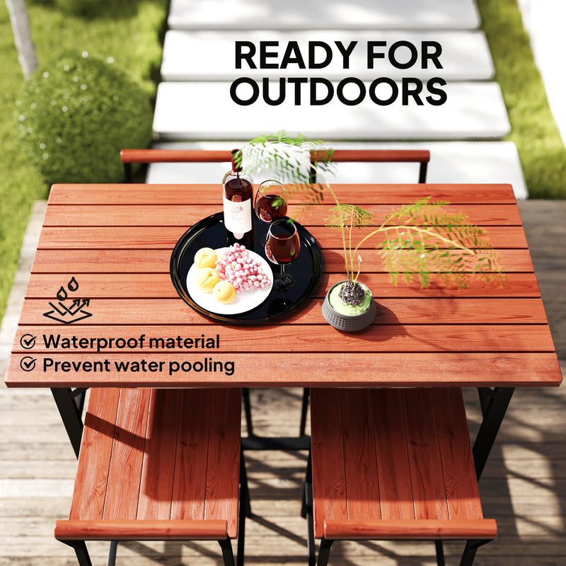 Outsunny - 5 Piece Patio Bar Set with 47" Bar Height Table and 4 Bar Stools, for Backyard, Balcony, Porch, Pool, Lawn, Brown
