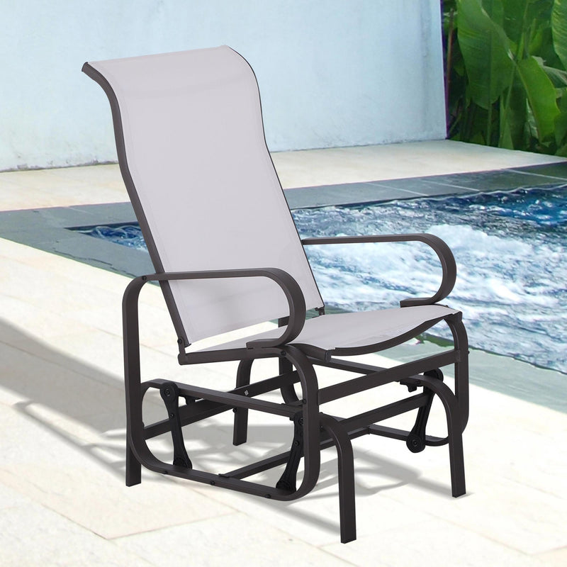 Outsunny - Outdoor Mesh Glider Swing Chair Patio Garden Rocking Gliding Seat Yard Porch Furniture, Brown Beige
