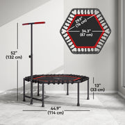 Soozier 45" Rebounder Trampoline for Adult, Quiet Bungee Rebounder with LED Lights and Adjustable Handle, Red