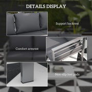 Outsunny - Aluminum Garden Sofa, 3-Person Outdoor Couch, Backyard Furniture for 3-person with Cushions, 72.8" x 26" x 25.2", Grey