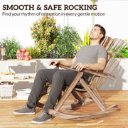 Outsunny - Wooden Outdoor Rocking Chair, Oversized Adirondack Patio Rocker with High Back and Slatted Seat, Carbonized