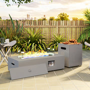 Outsunny - 42" Propane Fire Pit Table 50,000 BTU Outdoor Gas Fire Table with Hideaway Propane Tank Holder, Waterproof Cover