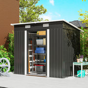7'x 4' Metal Patio Storage Shed Garden Lockable Shed Tool Utility Storage Unit, Black