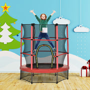 Aosom 55" Kids Trampoline with Enclosure Net for Indoor/Outdoor, Trampoline for Boys and Girls Age 3-6 Years, Red