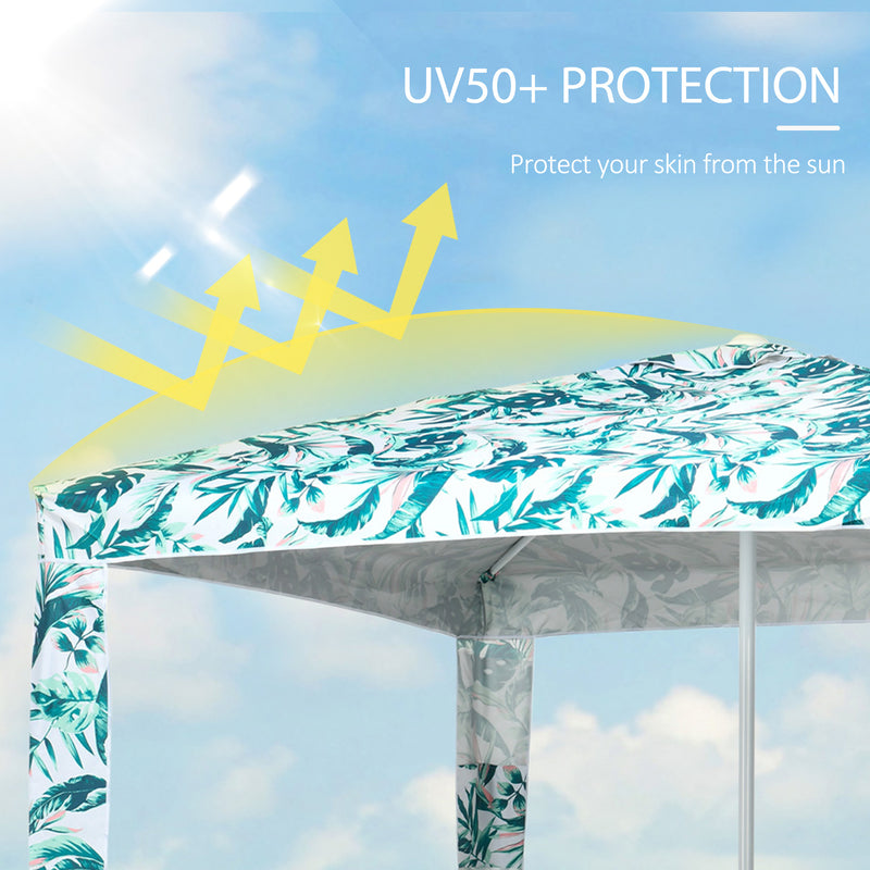 Outsunny - Beach Umbrella, 6.5' Easy-Assembly Sun-Shade Shelter with Sandbags and Carry Bag, Cool UV50+, Green — 84D-220V00GN
