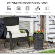 Outsunny - Patio Wicker Adirondack Chair, Outdoor Rattan Muskoka Chair with Cushions for Patio, Garden, Backyard, Cream