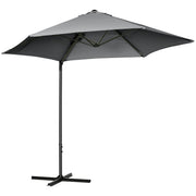 Outsunny - 8.5FT Outdoor Cantilever Roma Parasol with 360° Rotation and Cross Base, Offset Patio Umbrella for Garden, Dark Grey