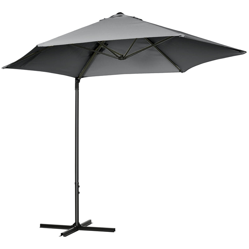 Outsunny - 8.5FT Outdoor Cantilever Roma Parasol with 360° Rotation and Cross Base, Offset Patio Umbrella for Garden, Dark Grey