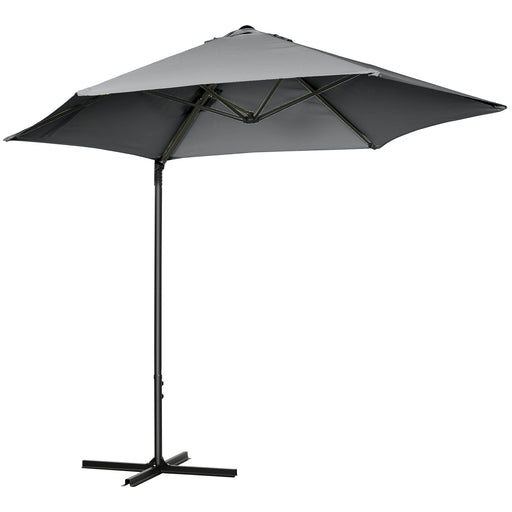 Outsunny - 8.5FT Outdoor Cantilever Roma Parasol with 360° Rotation and Cross Base, Offset Patio Umbrella for Garden, Dark Grey