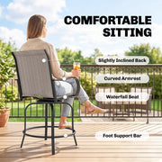 Outsunny - Outdoor Bar Stools Set of 2, 360° Swivel Bar Height Chairs, 26.8" x 29.5" x 48.4", Tan