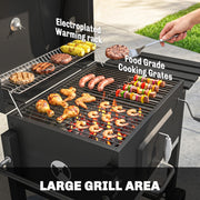 Outsunny - BBQ Trolley Charcoal Grill Portable Stainless Steel Barbecue Tool Kits w/ Wheels Side Shelf for Camping Hiking Picnic