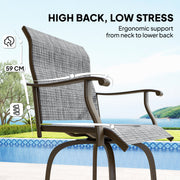 Outsunny - Outdoor Bar Stools Set of 2, Swivel Bar Height Chairs with High Back, Curved Armrests and Steel Frame, Mixed Grey