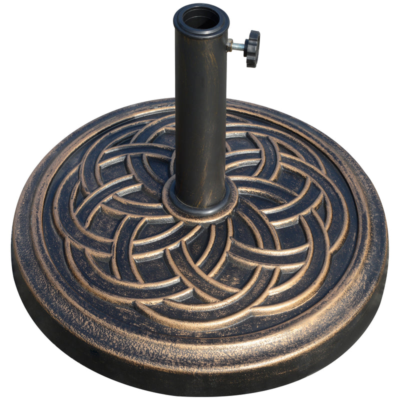 Outsunny - 25 lb Heavy Duty Patio Umbrella Base, Round Market Umbrella Stand for Outdoor, Deck, Backyard, Garden, Bronze