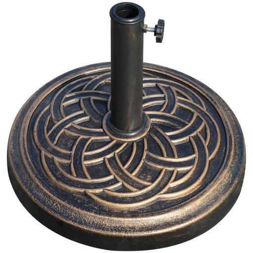 Outsunny - 25 lb Heavy Duty Patio Umbrella Base, Round Market Umbrella Stand for Outdoor, Deck, Backyard, Garden, Bronze