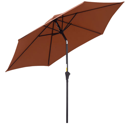 Outsunny - 8.5FT Patio Umbrella, Round Garden Parasol with 6 Ribs, Market Sunshade Tilt Canopy w/ Crank Handle for Outdoor, Coffee