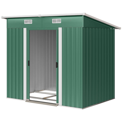 7'x 4' Metal Patio Storage Shed Garden Lockable Shed Tool Utility Storage Unit, Green