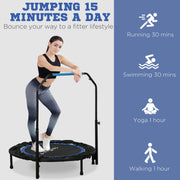 Soozier 40" Foldable Mini Fitness Trampoline, with Adjustable Foam Handle, Blue