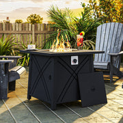 Outsunny - 28" Propane Fire Pit Table 40,000 BTU Square Outdoor Gas Fire Table with Waterproof Cover, Adjustable Foot Pads