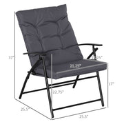 Outsunny - Set of 2 Outdoor Folding Chairs with Adjustable Backrest, Padded Camping Chairs for Outdoor Events, Grey