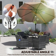 9' x 9' Round Market Umbrella with Valance, Patio Umbrella with Tilt and Crank, for Garden, Deck, Poolside, Khaki