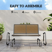 Outsunny - Outdoor Glider Bench, 2 Person Patio Glider Chair, Gliding Outdoor Garden Loveseat Swing Bench with Breathable Mesh Fabric, Steel Frame for Backyard, Porch, Brown