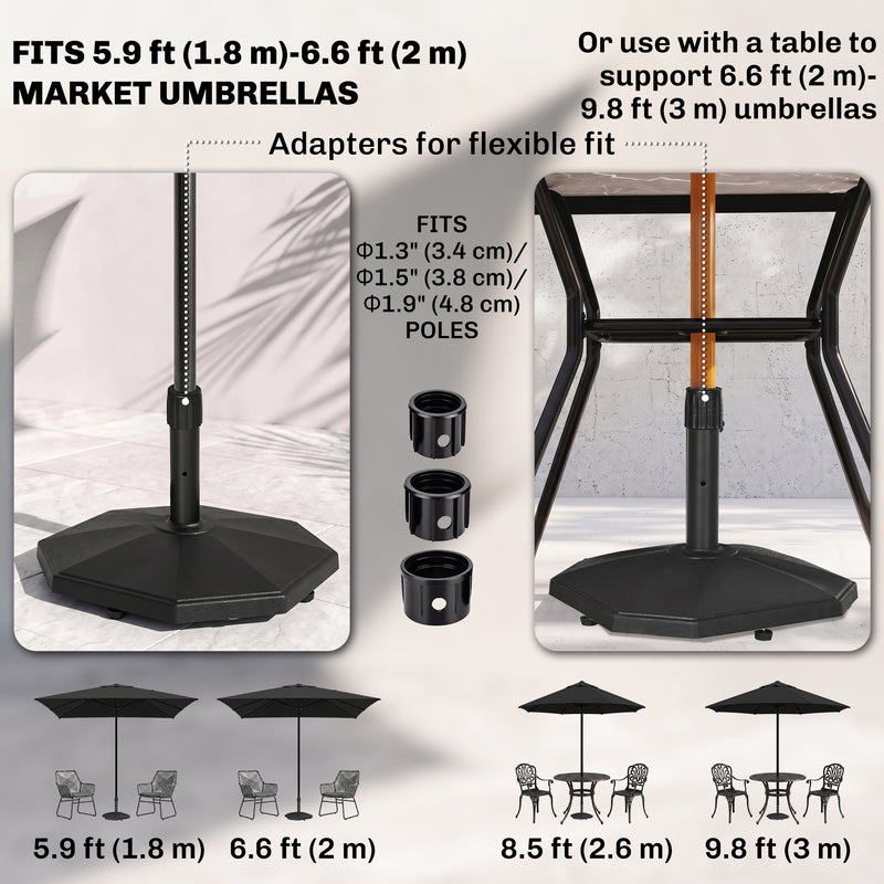 48lbs Concrete Square Patio Umbrella Base Weight, Outdoor Umbrella Stand Holder for Lawn, Deck, Backyard, Garden, Black