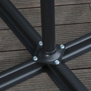 9.7ft Offset Patio UmbrellaCantilever Parasol with Crank Handle, 8 Ribs and Cross Base for Outdoor, Sun Shade, Black
