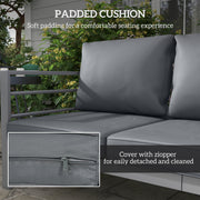 Outsunny - Aluminum Garden Sofa, 3-Person Outdoor Couch, Backyard Furniture for 3-person with Cushions, 72.8" x 26" x 25.2", Grey