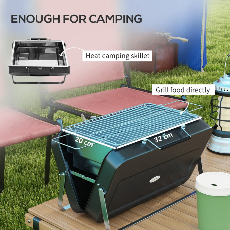 Outsunny - Metal Suitable-Style Portable BBQ Grill - Black