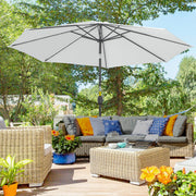 10' x 8' Round Market Umbrella, Patio Umbrella with Crank Handle and Tilt, Outdoor Parasol for Garden, White