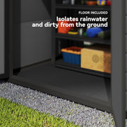 6x4.5FT Plastic Shed, Lockable Garden Tool Storage House with Double Doors and Vent, Grey