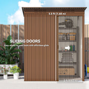5.2' x 3.5' Outdoor Storage Shed, Easy to Assemble Metal Garden Shed, for Backyard, Lawn, Patio, Light Brown