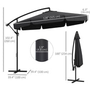 11 FT Cantilever Patio Umbrella Offset Parasol with Cross Base and 8 Ribs for Garden, Black