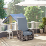 Outsunny - Outdoor Rattan Wicker Lounge Chair with Footrest & Soft Cushion for Patio, Garden, Backyard, Grey