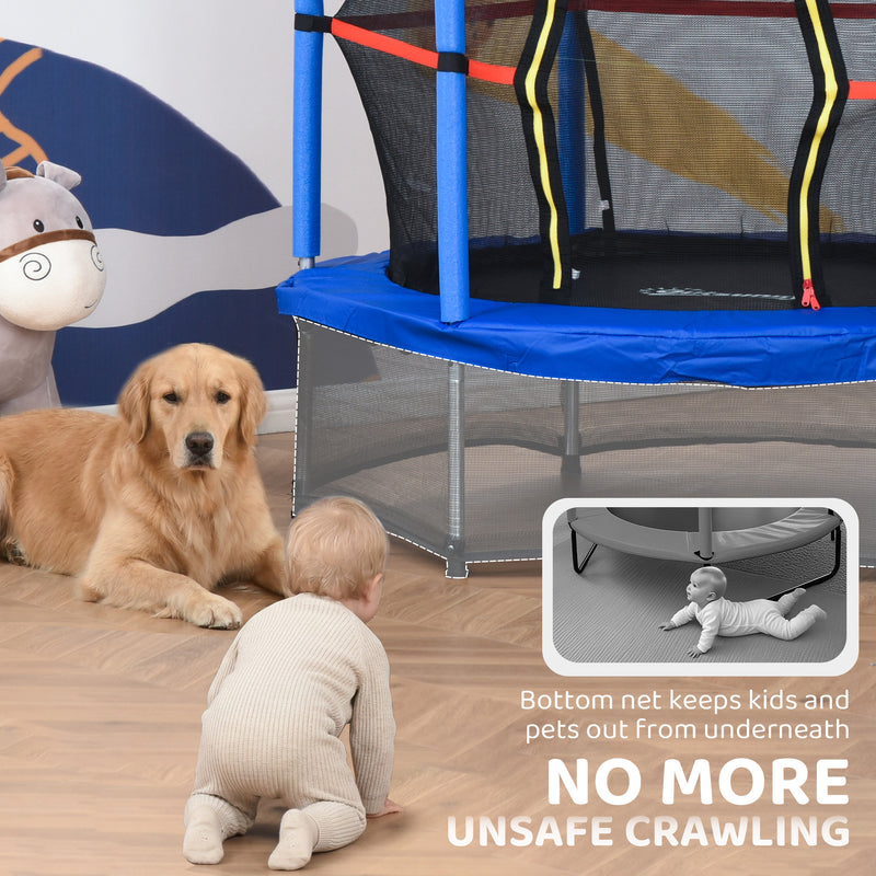 Aosom 55" Kids Trampoline with Enclosure Net for Indoor/Outdoor, Trampoline for Boys and Girls Age 3-6 Years, Blue