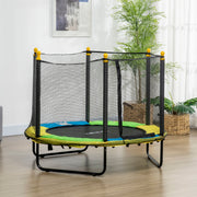Qaba 4.6FT Trampoline for Kids with Enclosure Net for Ages 3-6, Indoor Outdoor Use, Black
