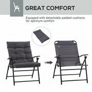 Outsunny - Set of 2 Outdoor Folding Chairs with Adjustable Backrest, Padded Camping Chairs for Outdoor Events, Grey