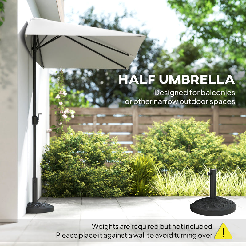 Outsunny - 8ft Half Umbrella Outdoor Balcony Parasol Patio Garden Outdoor Window Sun Shade w/ 5 Ribs, Cream White — 84D-074CW
