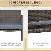 Outsunny - 3 Pieces Patio Bar Set Wicker Garden Bistro Set Outdoor Furniture PE Rattan Table and Stools with Seat Cushion, Grey