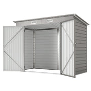 8 x 4FT Galvanized Garden Storage Shed, Metal Outdoor Shed with Double Doors and 2 Vents, Light Grey