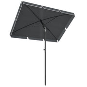 Outsunny - 6.5x4ft Rectangle Patio Umbrella Aluminum Tilt Adjustable Garden Parasol Sun Shade Outdoor Canopy Grey