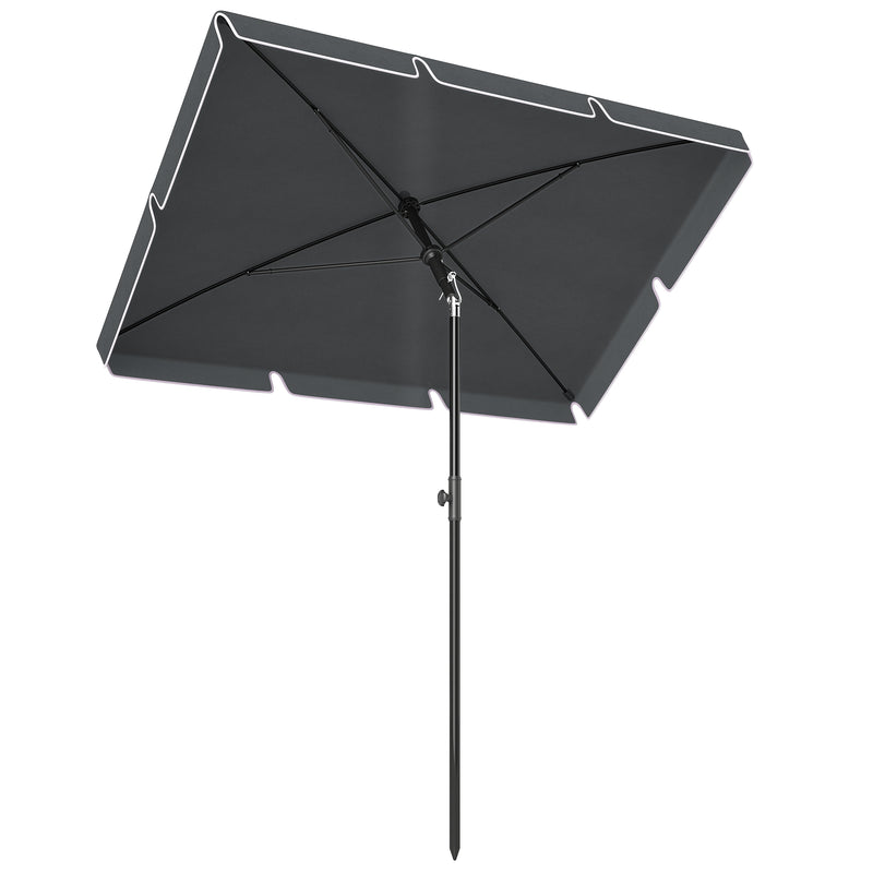 Outsunny - 6.5x4ft Rectangle Patio Umbrella Aluminum Tilt Adjustable Garden Parasol Sun Shade Outdoor Canopy Grey